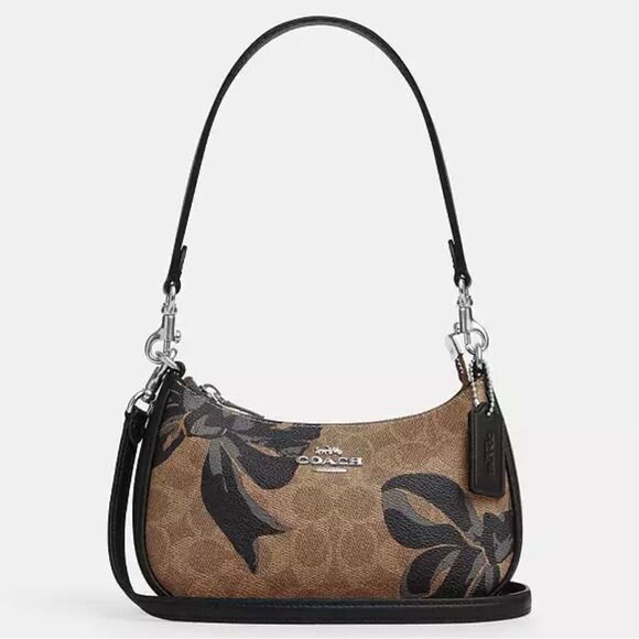 Coach Teri Mini Crossbody Bag In Signature Canvas With Bow Print Purse - Picture 9 of 9